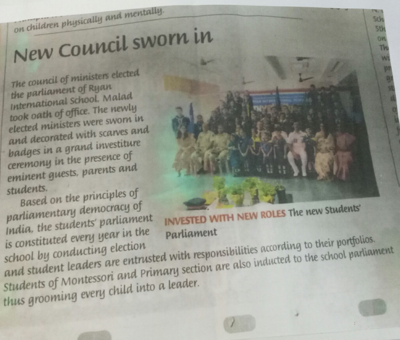 New Council Sworn - Ryan International School, Malad West